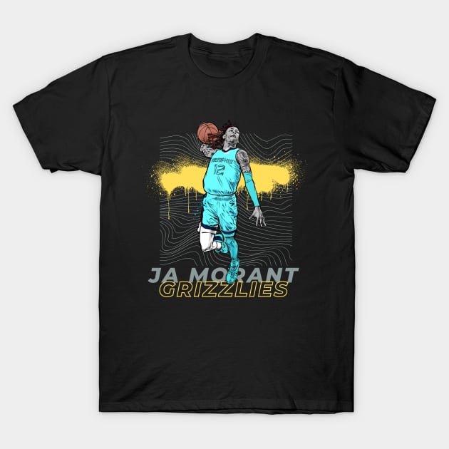 JA MORANT YELLOW GRIZZLIES T-Shirt by Basic Lee